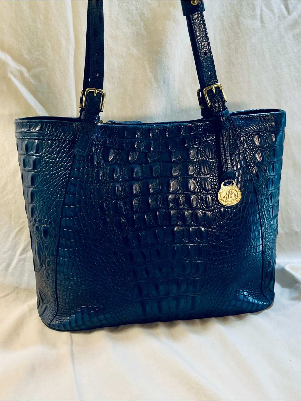 Brahmin | Collector’s Piece | Lotte Melbourne Leather Tote In Anchor Blue
